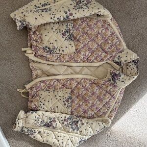 Blank NYC Cream and Purple Floral Quilted Jacket
